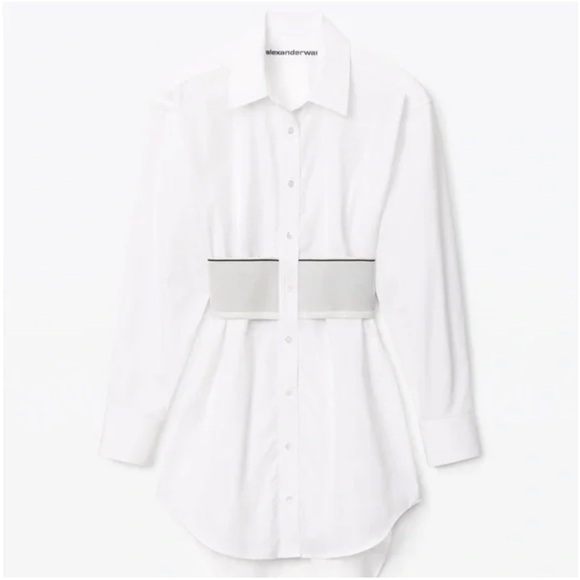 Alexander Wang Crisp White Belted Shirt Dress - Picture 4 of 8